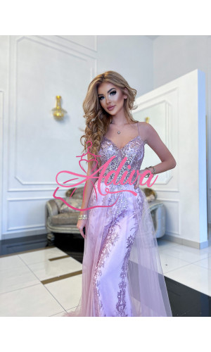 Luxusné ružové spoločenské šaty LEARA