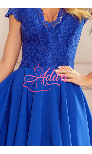 Modré šaty s asymetrickou sukňou PATRICIA