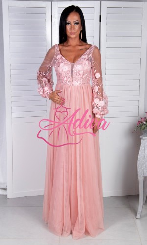Romantické ružovo-marhuľkové šaty KELYS