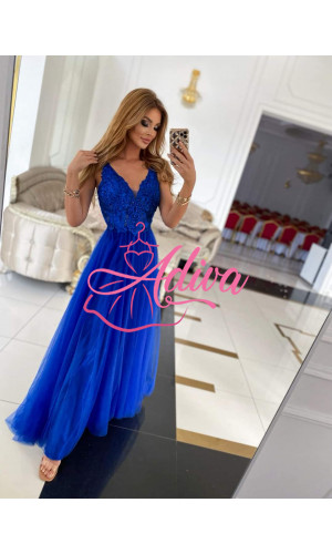 Luxusné modré spoločenské šaty PENELOPA