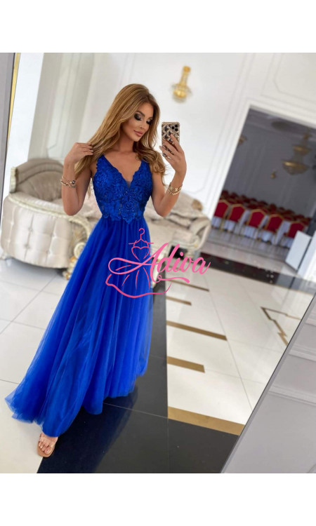 Luxusné modré spoločenské šaty PENELOPA