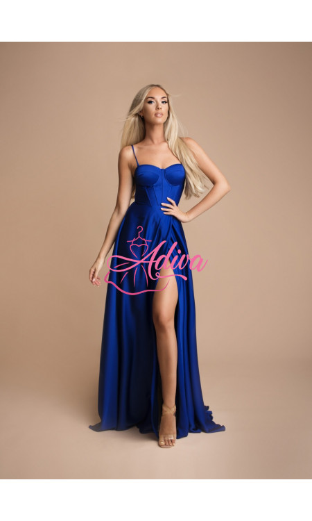 Modré spoločenské šaty s korzetom EMMA