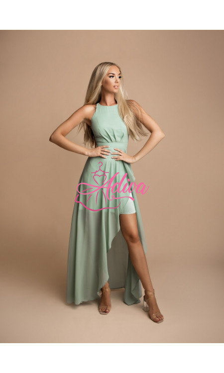 Svetlozelené spoločenské šaty s asymetrickou sukňou MARIA