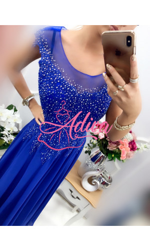Modré spoločenské šaty pre moletky  AIDA 