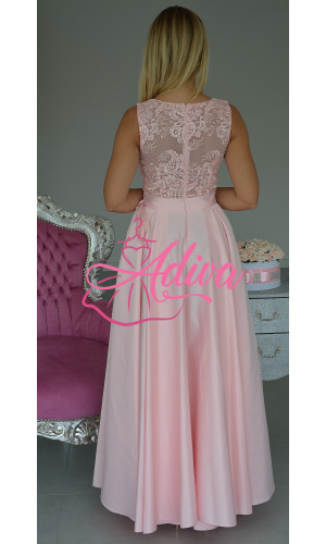 Luxusné ružové spoločenské šaty so saténovou sukňou MEGI