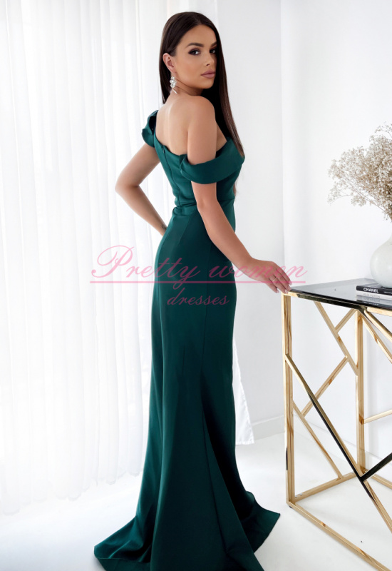 ZELENÉ PRILIEHAVÉ DLHÉ SPOLOČENSKÉ ŠATY TROYA