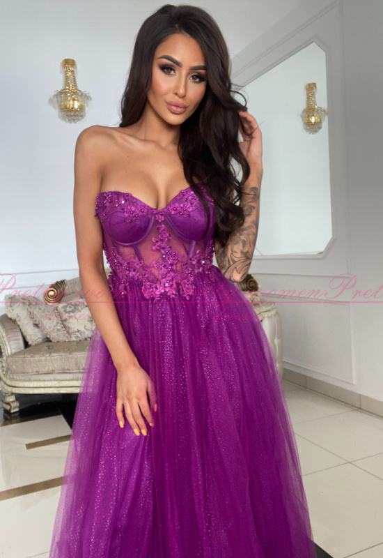 FIALOVÉ TYLOVÉ SPOLOČENSKÉ ŠATY KATALAJA