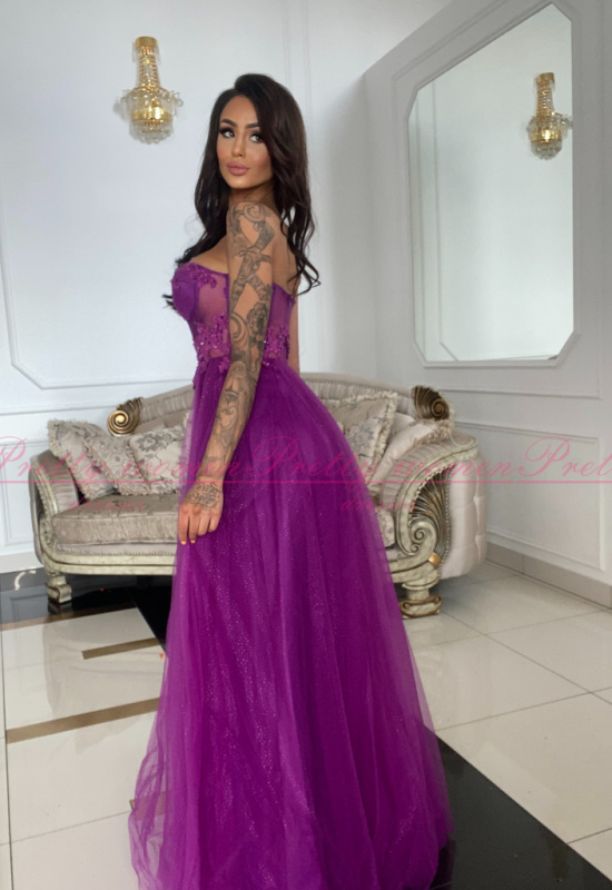 FIALOVÉ TYLOVÉ SPOLOČENSKÉ ŠATY KATALAJA