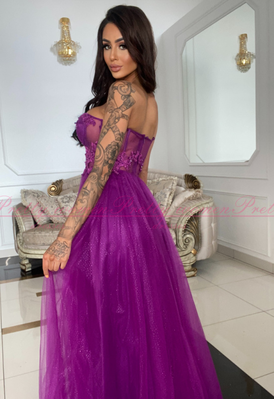 FIALOVÉ TYLOVÉ SPOLOČENSKÉ ŠATY KATALAJA