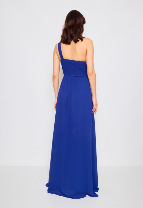 DLHÉ SPOLOČENSKÉ ŠATY MODRÉ NA JEDNO RAMENO