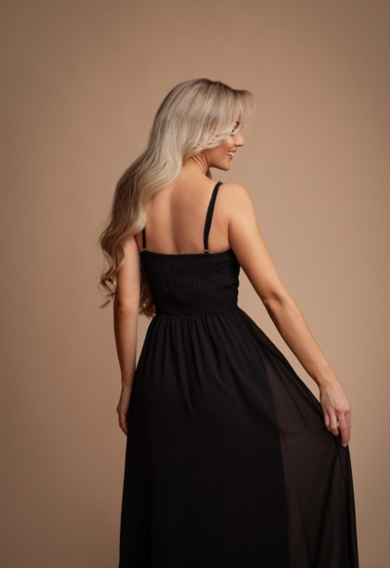 ČIERNE SPOLOČENSKÉ ŠATY S ROZPARKOM TINA