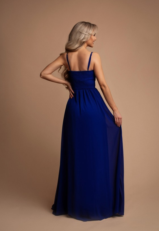 MODRÉ SPOLOČENSKÉ ŠATY S ROZPARKOM TINA