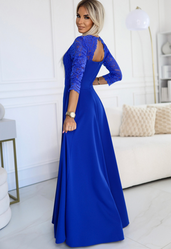 MODRÉ DLHÉ SPOLOČENSKÉ ŠATY AMBER II 