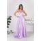DLHÉ SATÉNOVÉ SPOLOČENSKÉ ŠATY SVETLOFIALOVÉ DORIANE