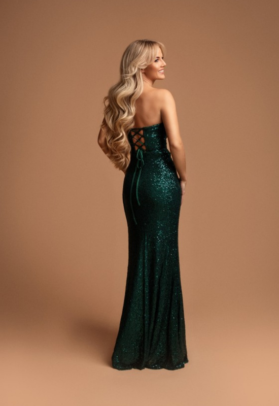 SMARAGDOVÉ FLITROVANÉ SPOLOČENSKÉ ŠATY KARINA