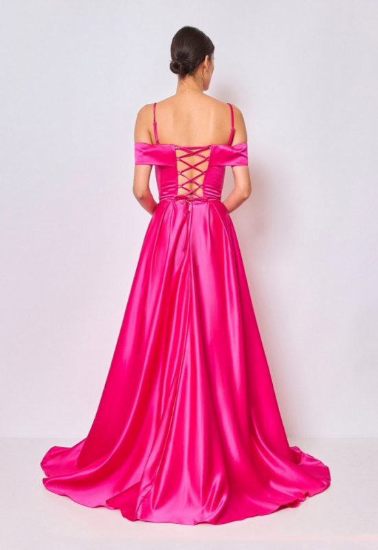 CYKLÁMENOVÉ SATÉNOVÉ SPOLOČENSKÉ ŠATY PETRICIA