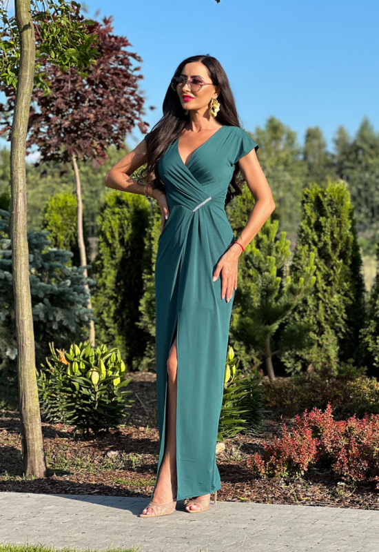 PRILIEHAVÉ ZELENÉ SPOLOČENSKÉ ŠATY PRE MOLETKY S KRÁTKYM RUKÁVOM  DIANA