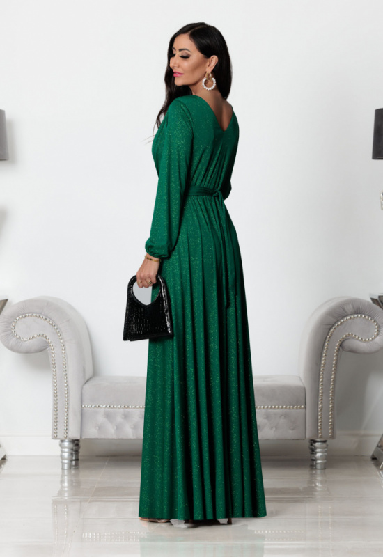 TRBLIETAVÉ ZELENÉ SPOLOČENSKÉ ŠATY S DLHÝM RUKÁVOM SALMA