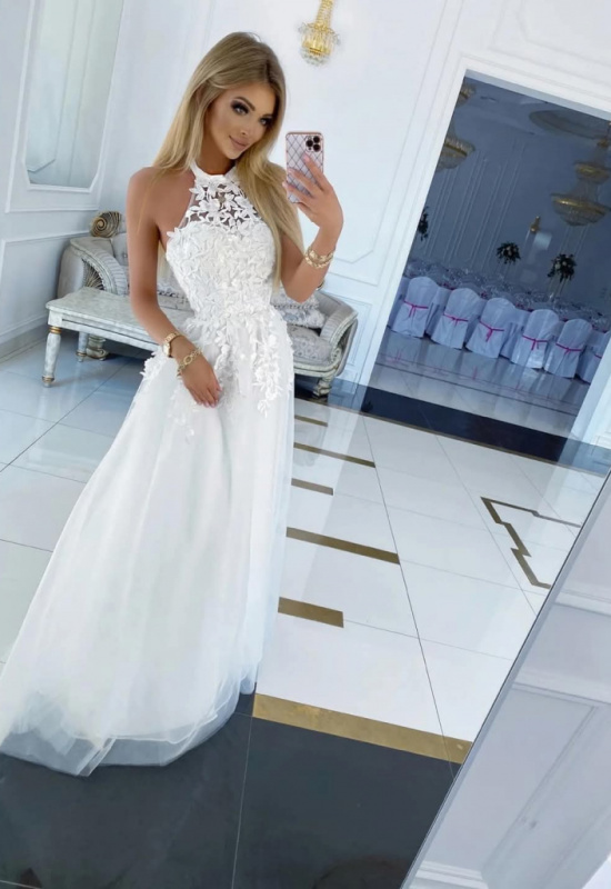 DLHÉ BIELE SPOLOČENSKÉ ŠATY LOLITA 