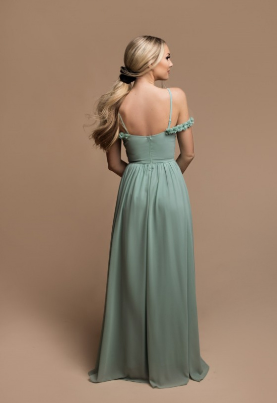 BIELE ŠIFÓNOVÉ SPOLOČENSKÉ ŠATY BEATRICE