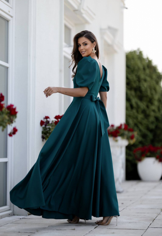 ZELENÉ SPOLOČENSKÉ ŠATY S BALONOVÝMI RUKÁVMI SHEILLA 