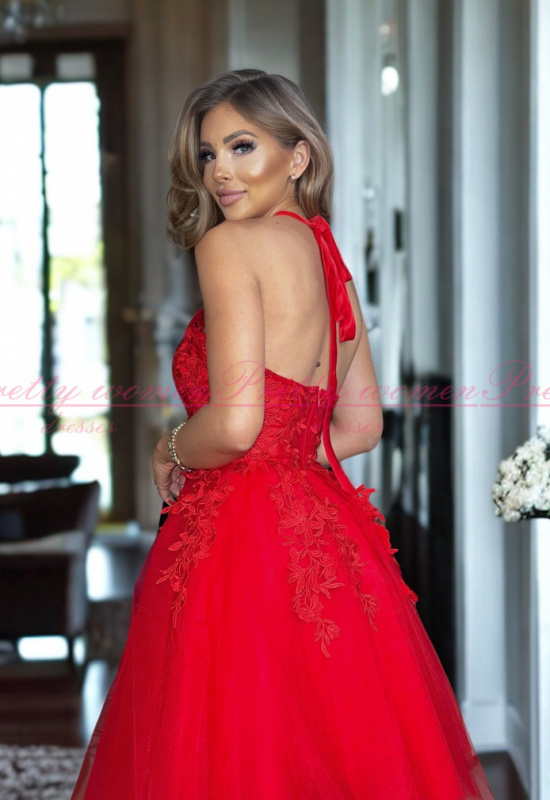 KRÁTKE ČERVENÉ TYLOVÉ ŠATY LOLITA 