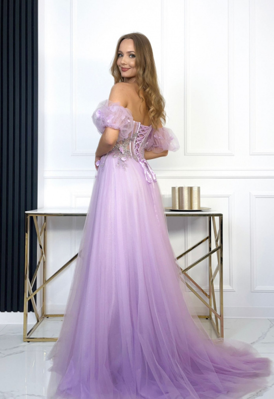 FIALOVÉ LUXUSNÉ TYLOVÉ SPOLOČENSKÉ ŠATY LAVENDER