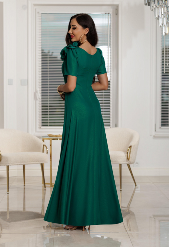 ZELENÉ LESKLÉ SPOLOČENSKÉ ŠATY S KRÁTKYM RUKÁVOM ANABEL