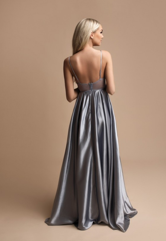 SPOLOČENSKÉ ŠATY SIVOMODRÉ ELEN