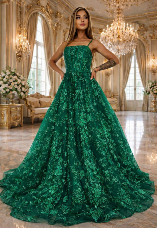 LUXUSNÉ ZELENÉ TYLOVÉ SPOLOČENSKÉ ŠATY NOTHALIE 