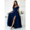 TMAVOMODRÉ TRBLIETAVÉ SPOLOČENSKÉ ŠATY S ROZPARKOM VALENTINA lux
