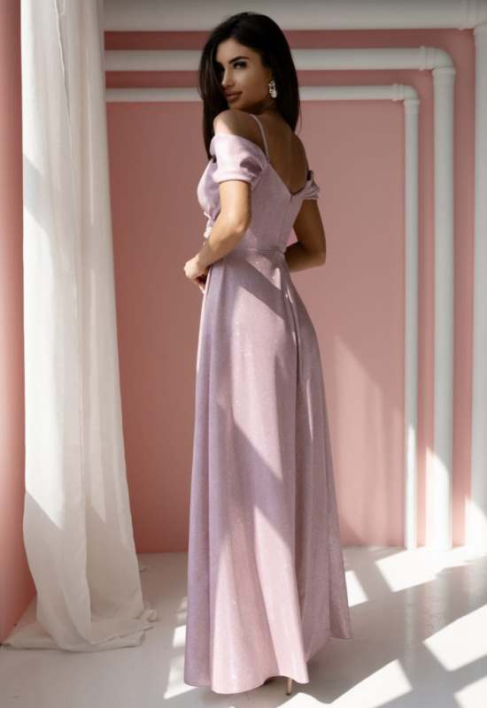 RUŽOVÉ TRBLIETAVÉ SPOLOČENSKÉ ŠATY S ROZPARKOM VALENTINA lux 