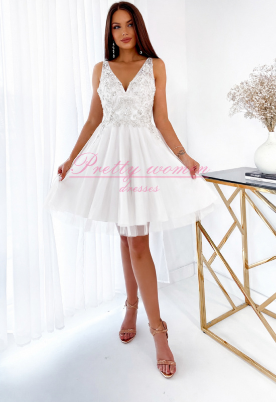 BIELE KRÁTKE TYOVÉ POPOLNOČNÉ ŠATY