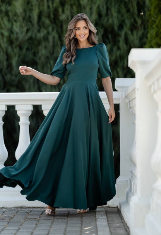 ZELENÉ SPOLOČENSKÉ ŠATY S BALONOVÝMI RUKÁVMI SHEILLA 