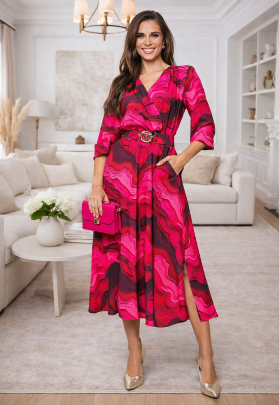 VZOROVANÉ ELEGANTNÉ MIDI ŠATY GRÉTI  