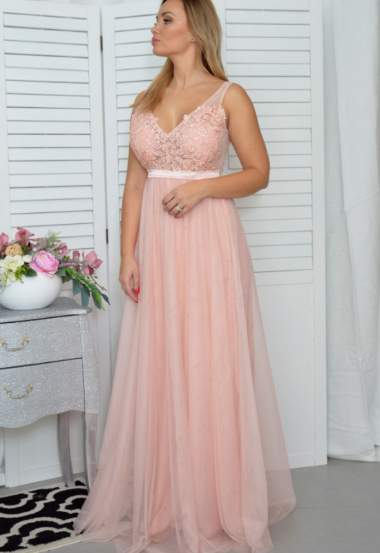 BROSKYNKOVE TYLOVÉ DLHÉ SPOLOČENSKÉ ŠATY MAUVE