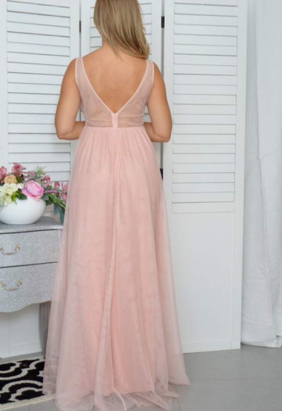 BROSKYNKOVE TYLOVÉ DLHÉ SPOLOČENSKÉ ŠATY MAUVE