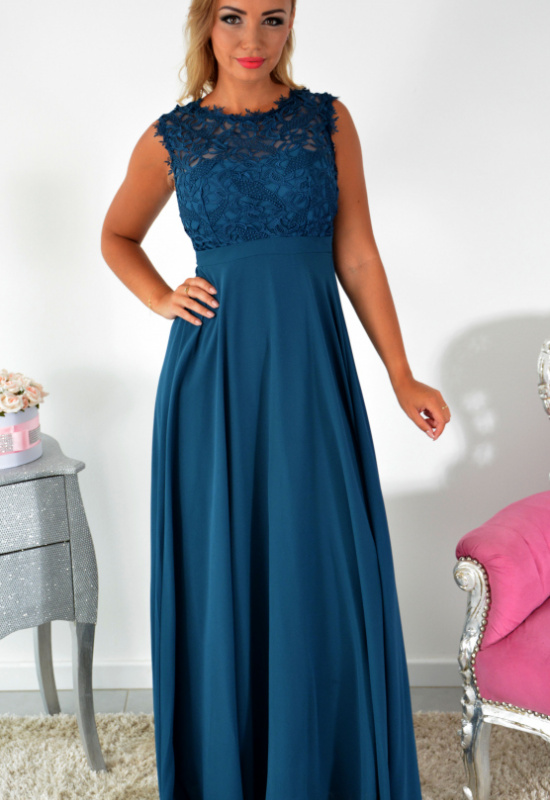 DLHÉ PETROLEJOVO MODRÉ SPOLOČENSKÉ ŠATY ASTORIA