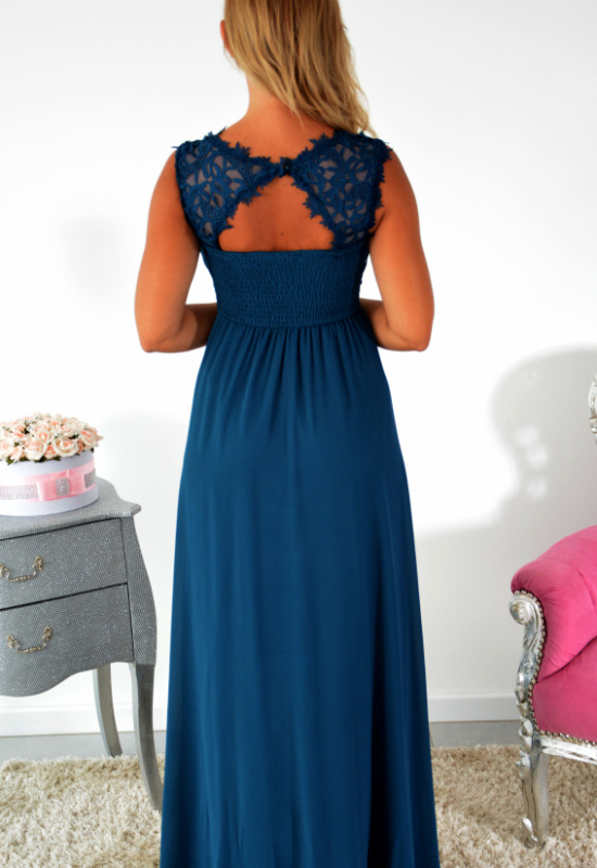 DLHÉ PETROLEJOVO MODRÉ SPOLOČENSKÉ ŠATY ASTORIA