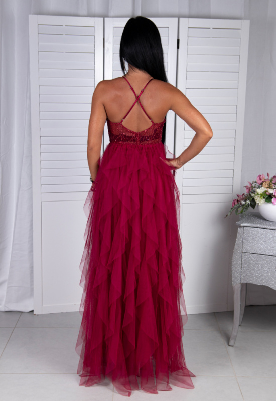 BORDOVÉ TYLOVÉ SPOLOČENSKÉ ŠATY JORANE