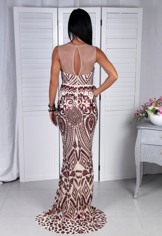 PRILIEHAVÉ SPOLOČENSKÉ ŠATY S BORDOVÝMI FLITRAMI AMANDA