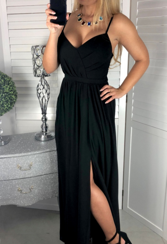 ČIERNE SPOLOČENSKÉ ŠATY S ROZPARKOM TINA