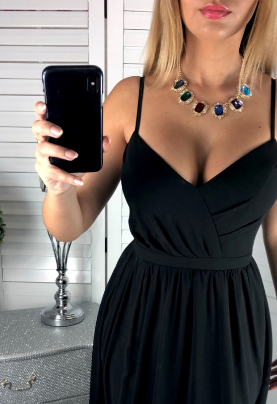 ČIERNE SPOLOČENSKÉ ŠATY S ROZPARKOM TINA