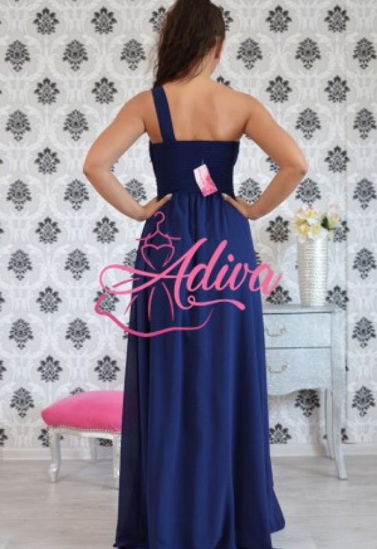 TMAVOMODRÉ DLHÉ SPOLOČENSKÉ ŠATY NA JEDNOM RAMENE