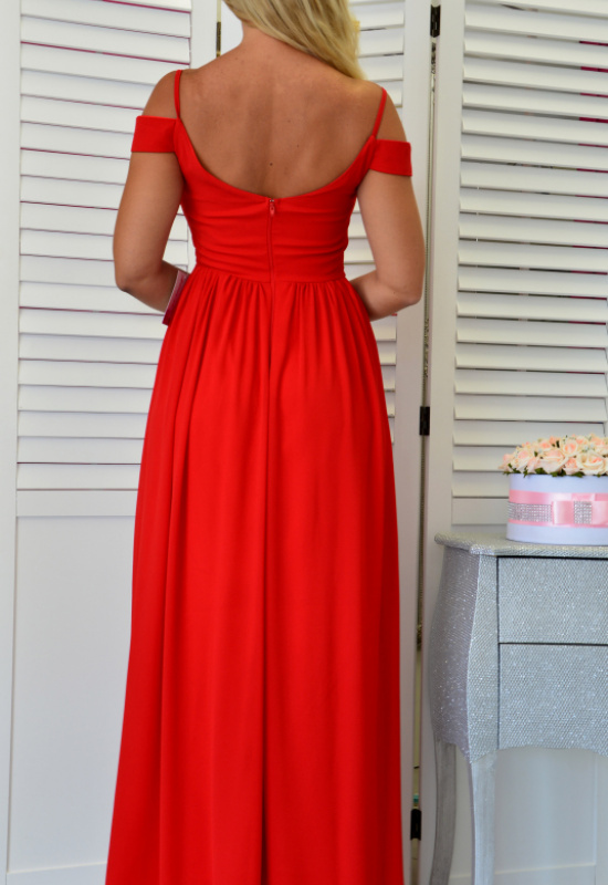 DLHÉ ČERVENÉ SPOLOČENSKÉ ŠATY JASMINE