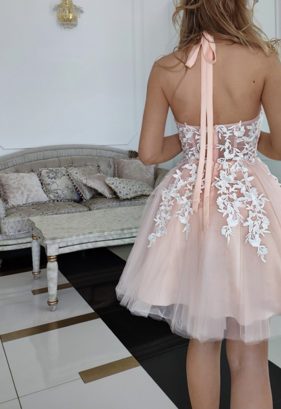 KRÁTKE BROSKYNKOVÉ TYLOVÉ ŠATY LOLITA