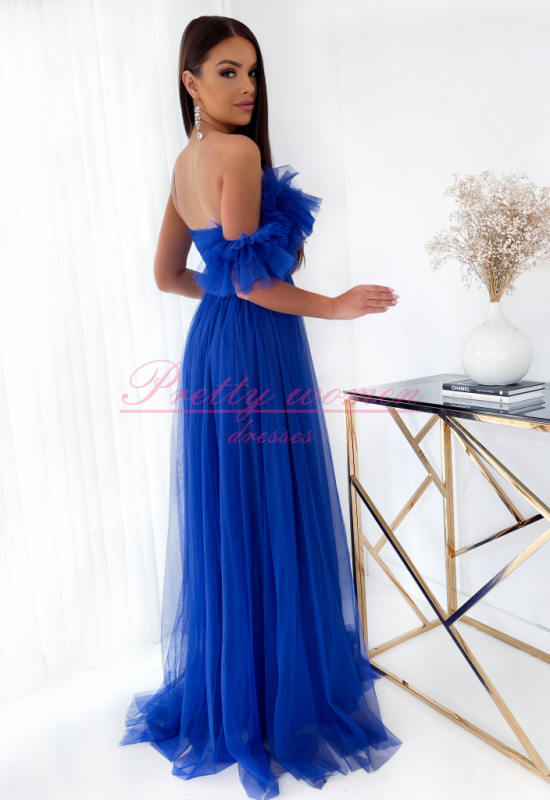 MODRÉ TYLOVÉ SPOLOČENSKÉ ŠATY MILAGROS