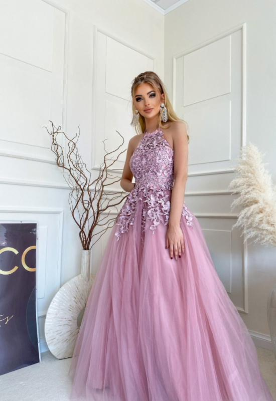 STARORUŽOVÉ SPOLOČENSKÉ ŠATY LOLITA 