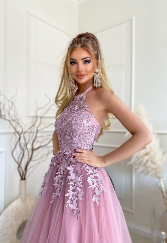 STARORUŽOVÉ SPOLOČENSKÉ ŠATY LOLITA 